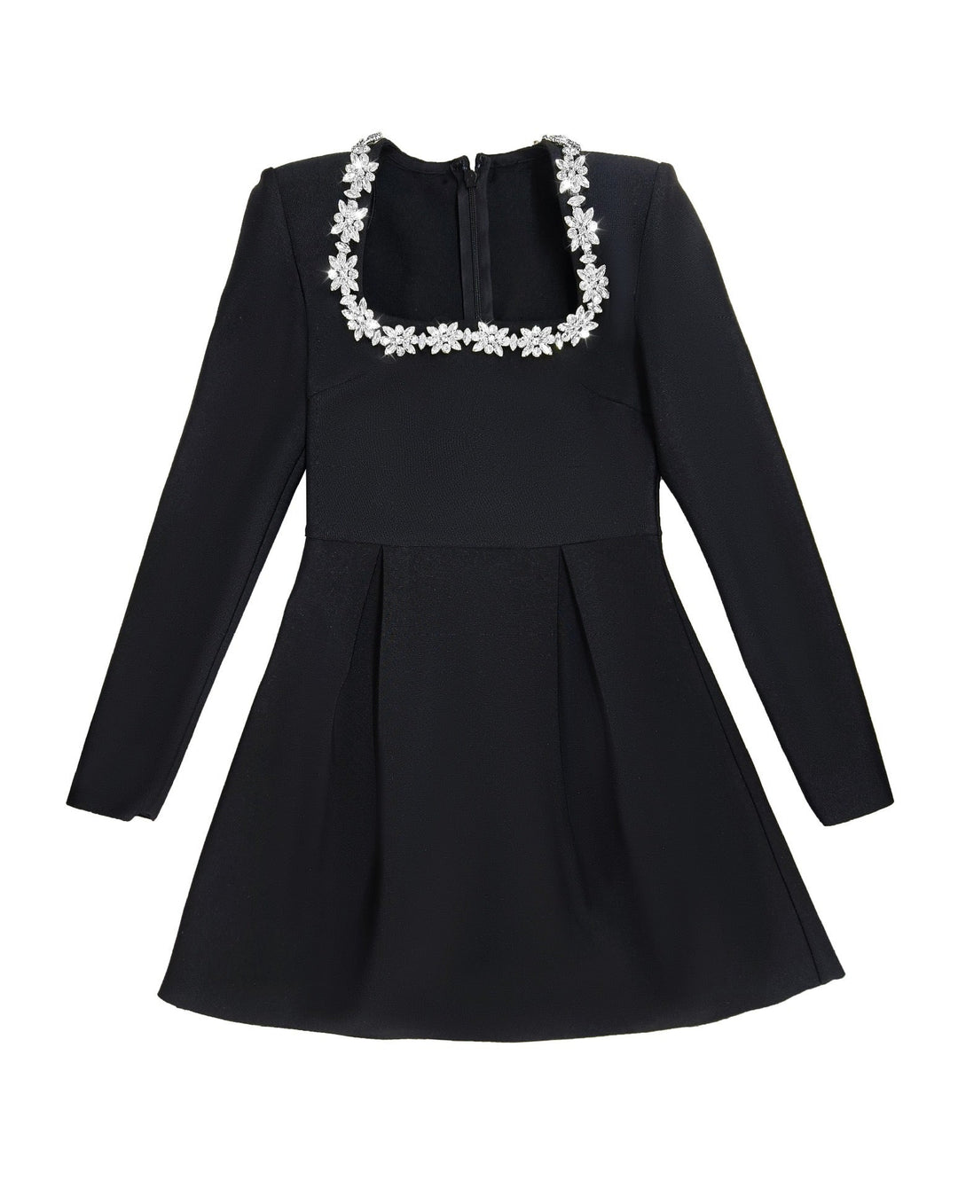 Elegant mini dress in shapewear fabric with diamond embellishment - Ayla