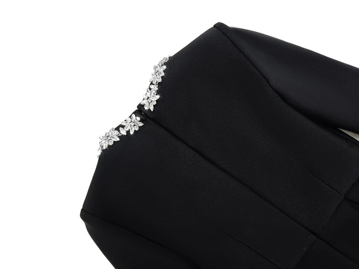 Elegant mini dress in shapewear fabric with diamond embellishment - Ayla