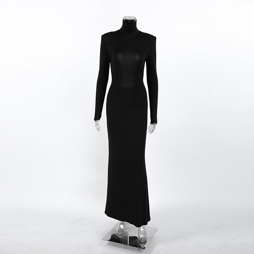 Maxi dress with turtleneck and open back - TITI