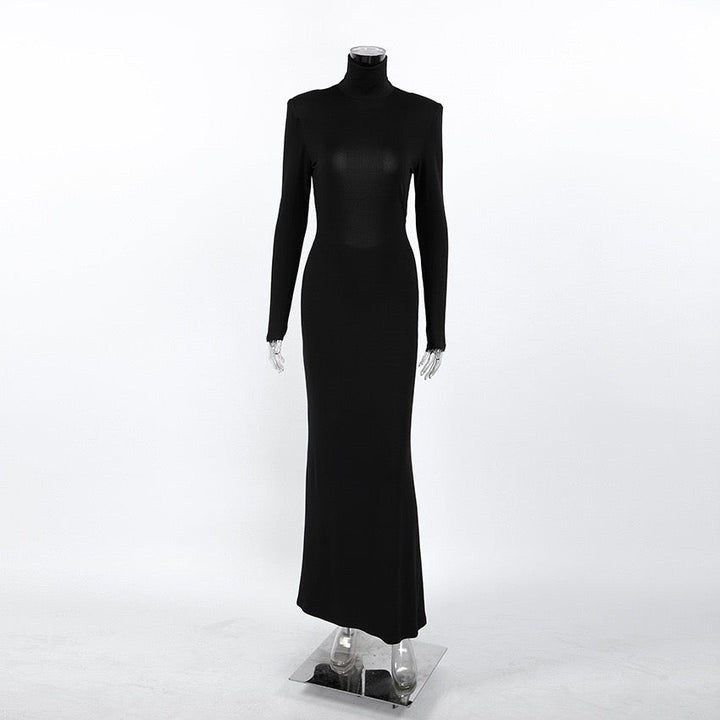 Maxi dress with turtleneck and open back - TITI