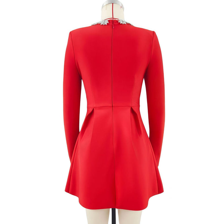 Elegant mini dress in shapewear fabric with diamond embellishment - Ayla