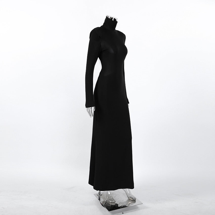 Maxi dress with turtleneck and open back - TITI