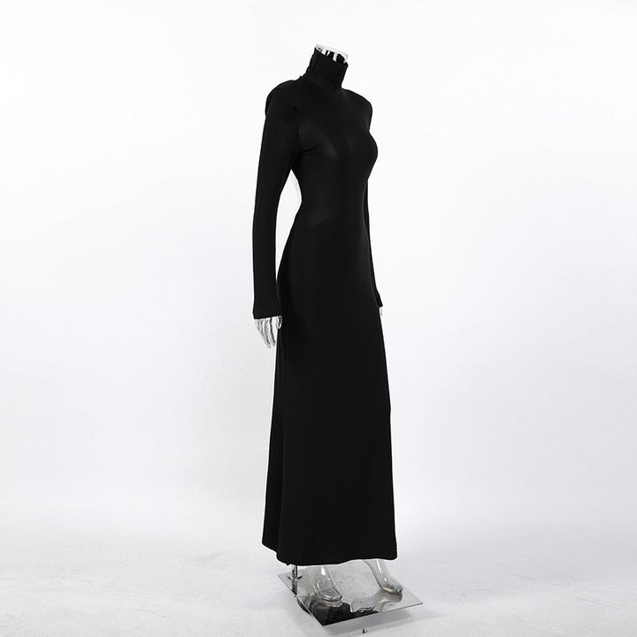 Maxi dress with turtleneck and open back - TITI