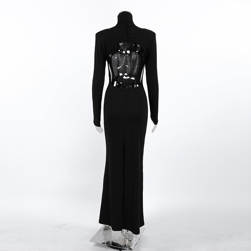 Maxi dress with turtleneck and open back - TITI