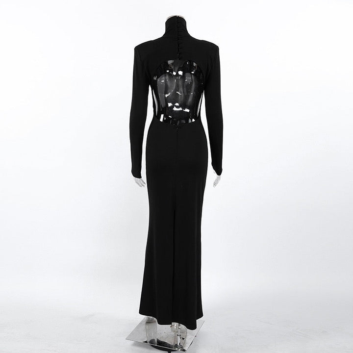 Maxi dress with turtleneck and open back - TITI