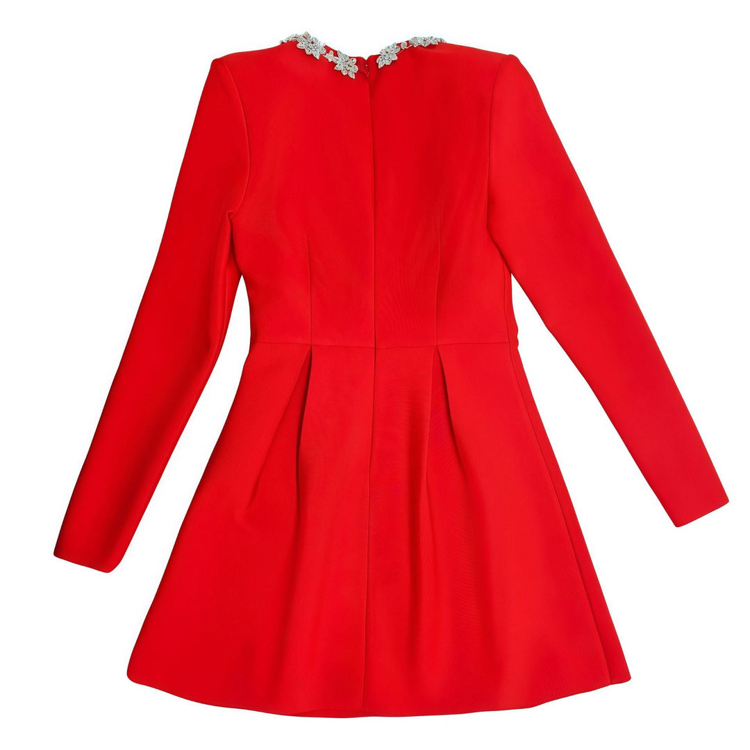 Elegant mini dress in shapewear fabric with diamond embellishment - Ayla