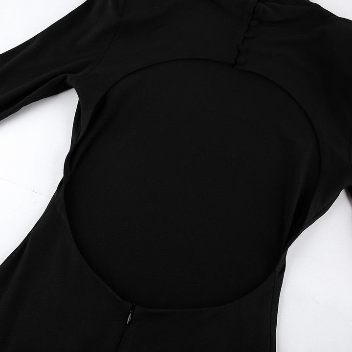 Maxi dress with turtleneck and open back - TITI