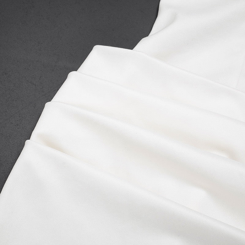 Tailored mini dress with pin closure and pleats - EDEN