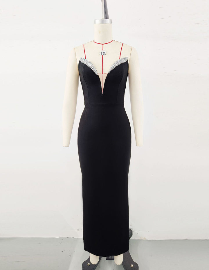Strapless maxi dress with shaping fabric and sparkling sequins design - Alori