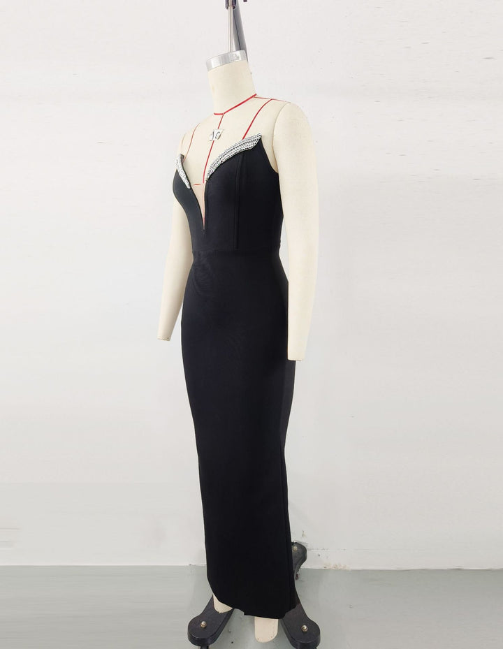 Strapless maxi dress with shaping fabric and sparkling sequins design - Alori