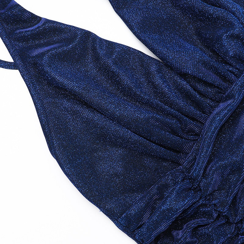 Maxi dress with sequins, gathers, and slit design - KRISTI