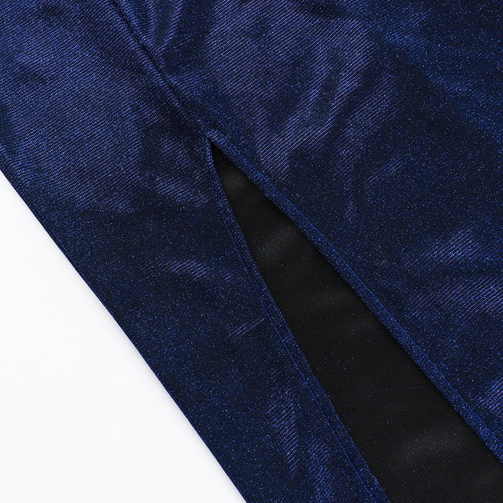 Maxi dress with sequins, gathers, and slit design - KRISTI