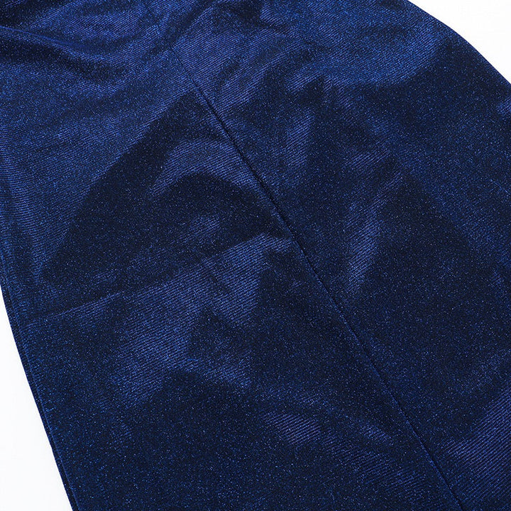Maxi dress with sequins, gathers, and slit design - KRISTI