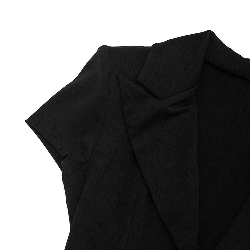 Tailored mini dress with V-neck and pleats - HILI