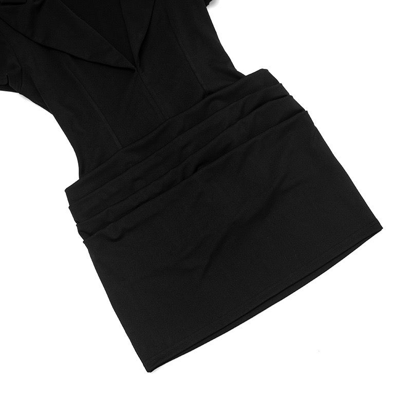 Tailored mini dress with V-neck and pleats - HILI