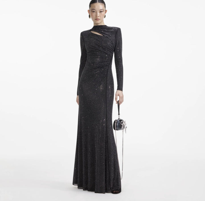 Maxi dress with sparkling sequins and slit design - JESS