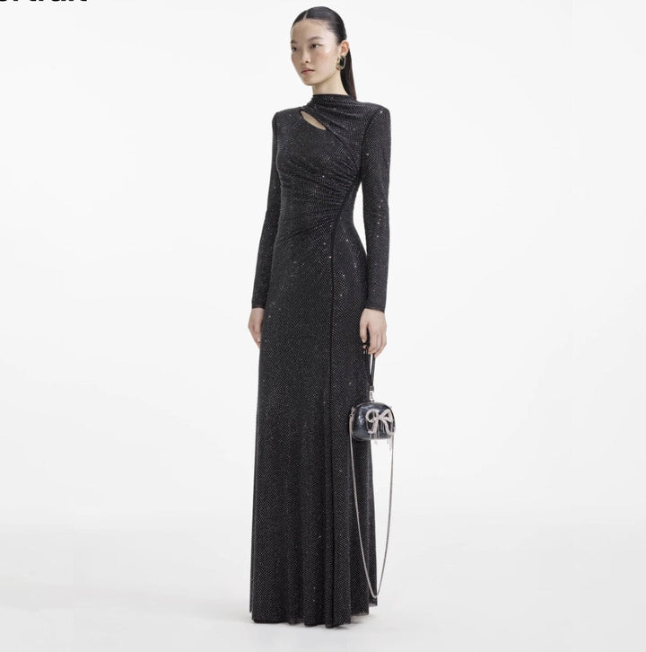 Maxi dress with sparkling sequins and slit design - JESS