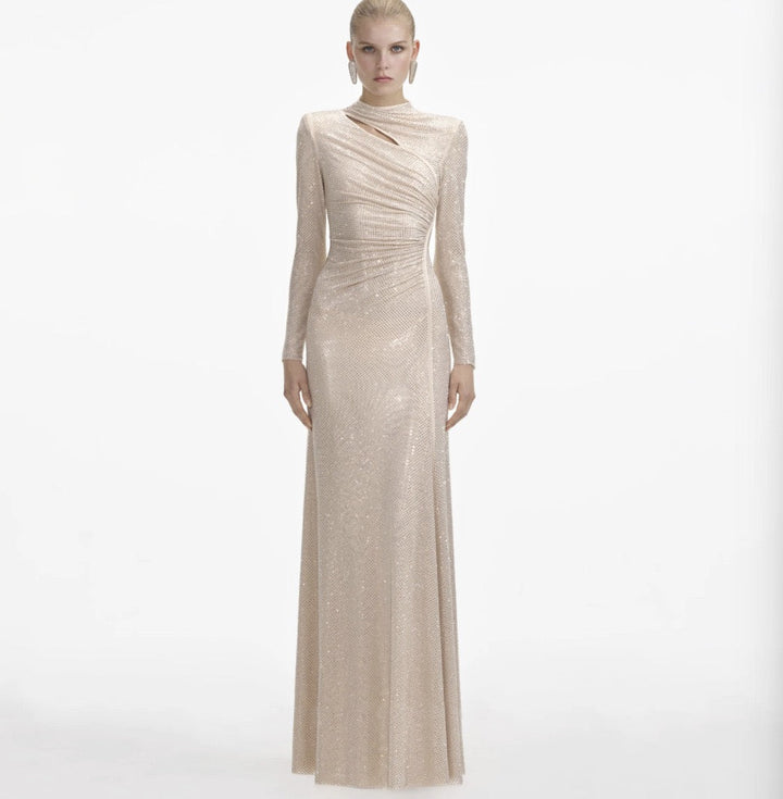 Maxi dress with sparkling sequins and slit design - JESS