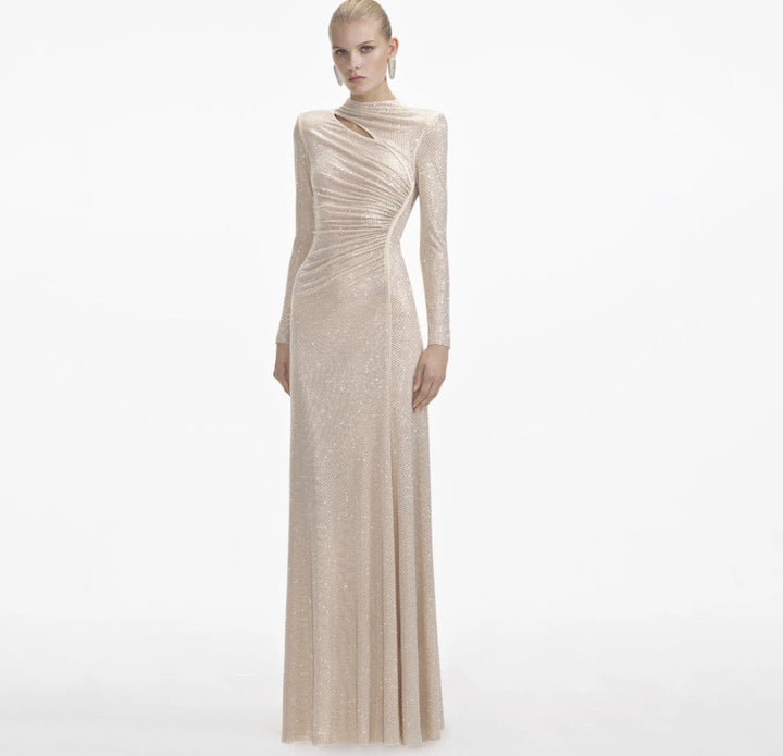 Maxi dress with sparkling sequins and slit design - JESS