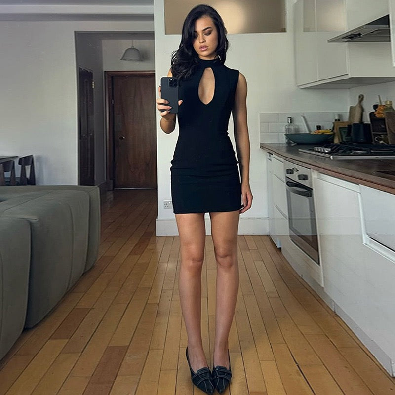 Mini dress with a slit design - KAROL