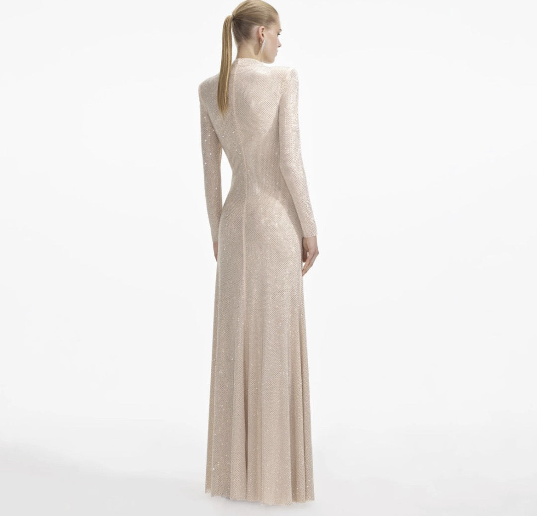 Maxi dress with sparkling sequins and slit design - JESS
