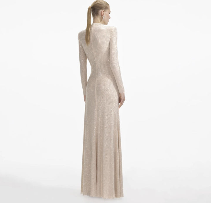 Maxi dress with sparkling sequins and slit design - JESS