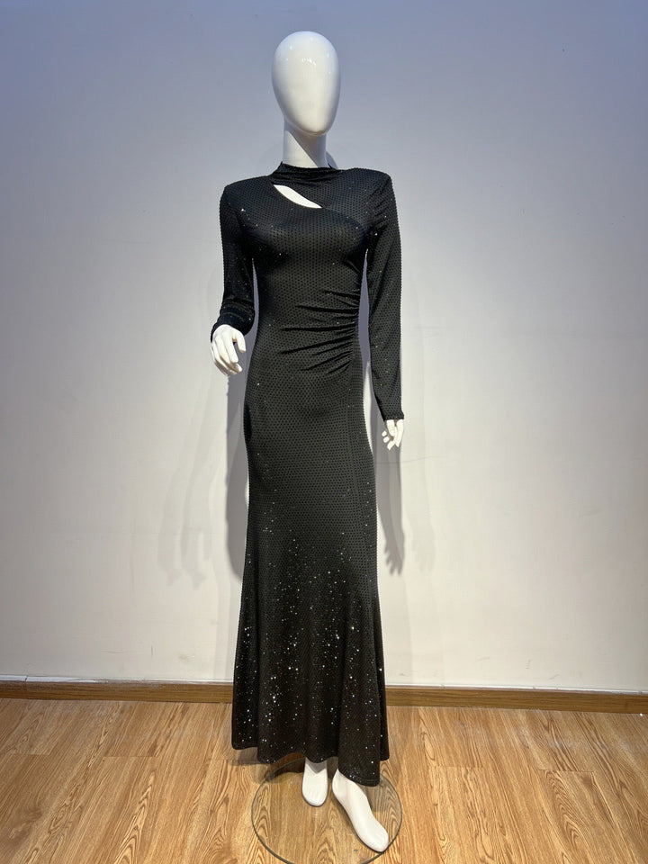 Maxi dress with sparkling sequins and slit design - JESS