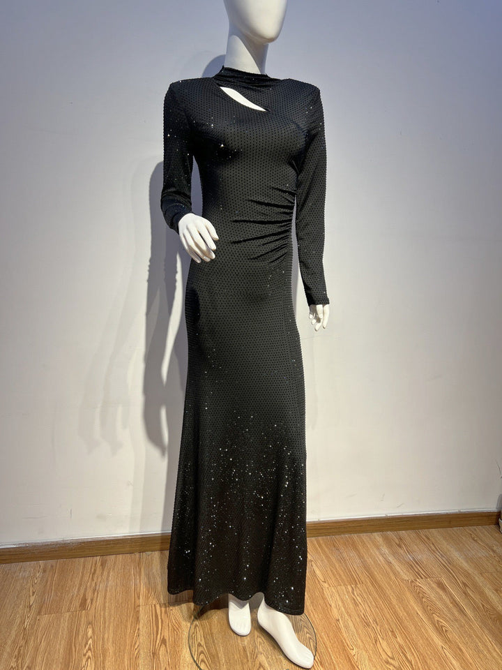 Maxi dress with sparkling sequins and slit design - JESS