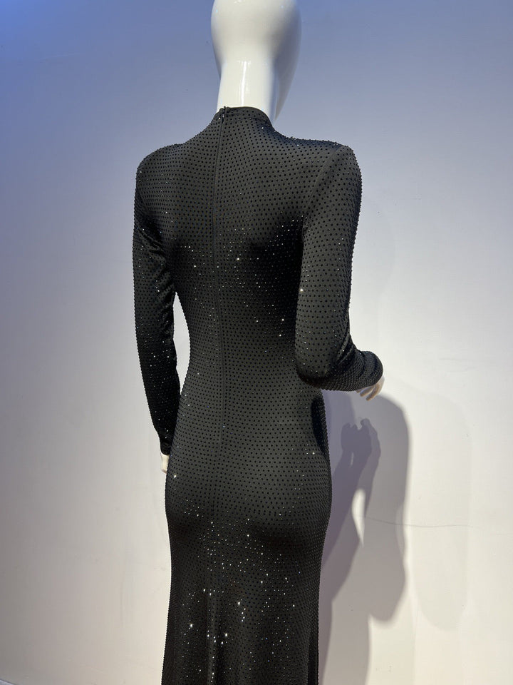 Maxi dress with sparkling sequins and slit design - JESS