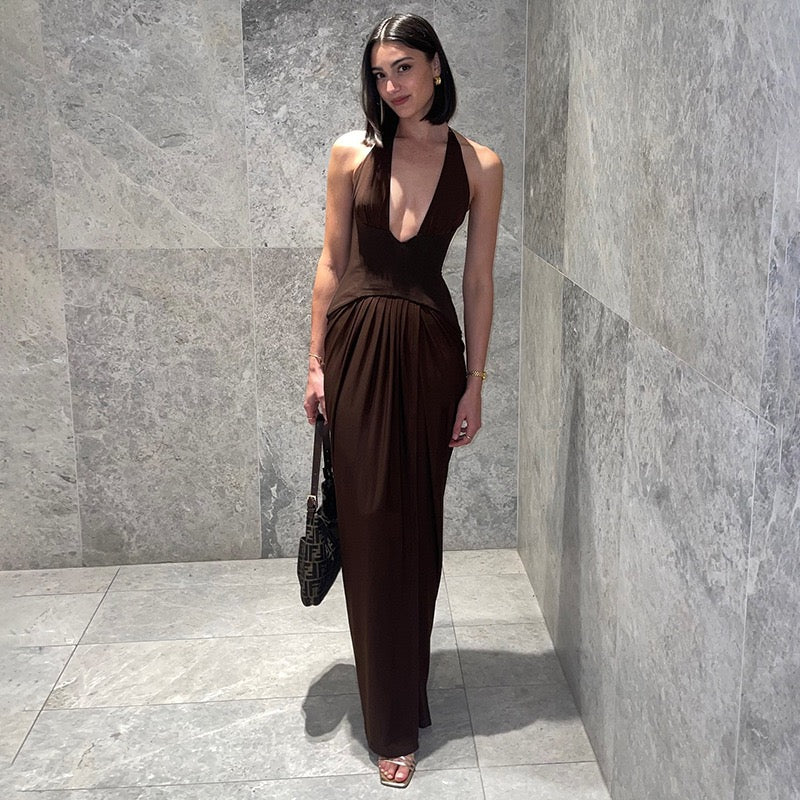 Open back tie maxi dress - YALINA