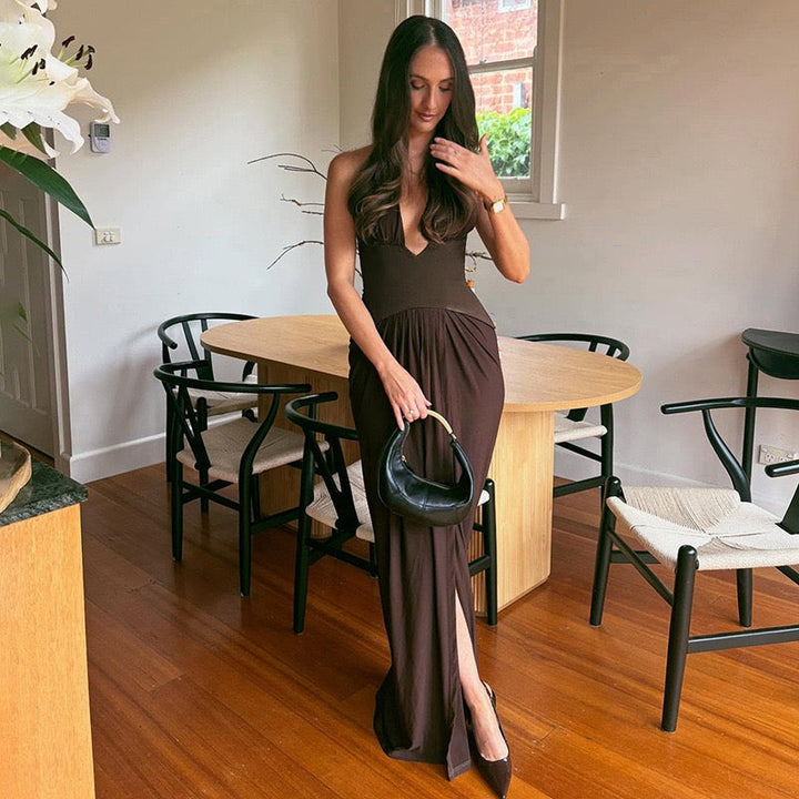 Open back tie maxi dress - YALINA