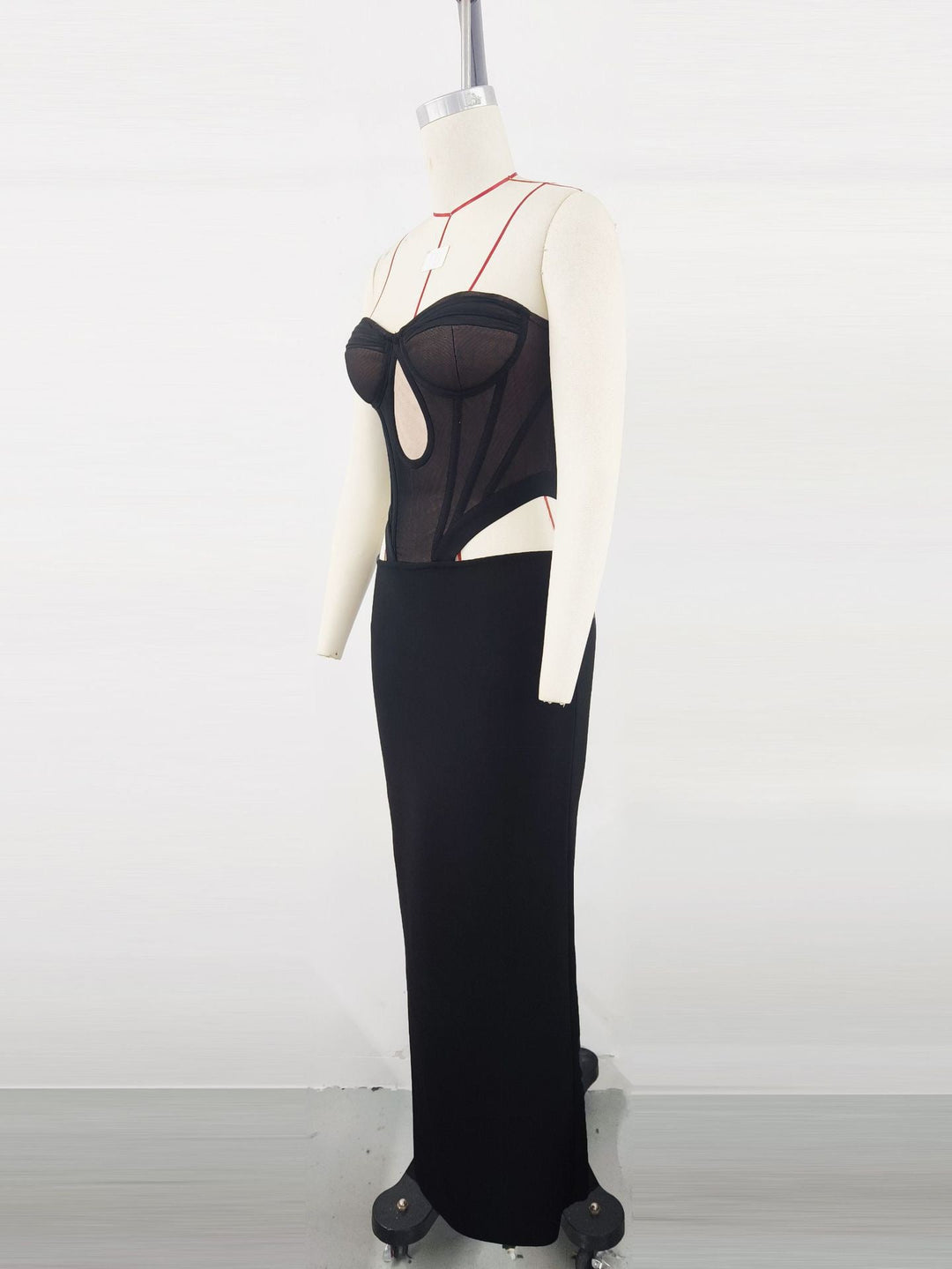 Maxi Strapless Shaping Fabric Dress with Corset Design - EMARY