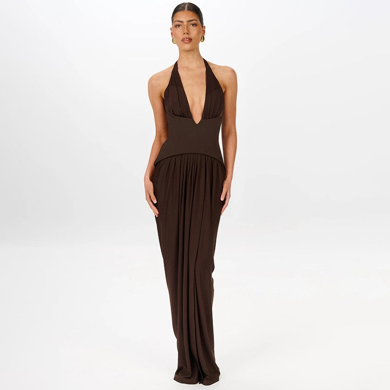 Open back tie maxi dress - YALINA