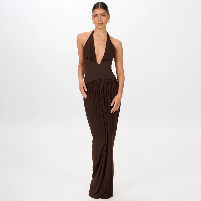 Open back tie maxi dress - YALINA