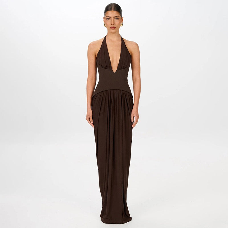 Open back tie maxi dress - YALINA