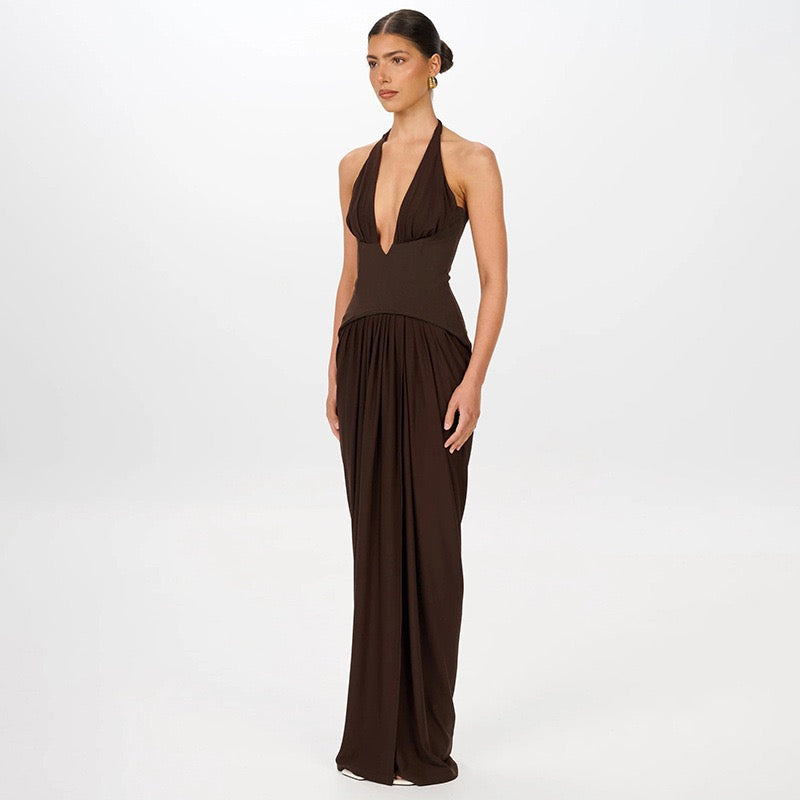 Open back tie maxi dress - YALINA