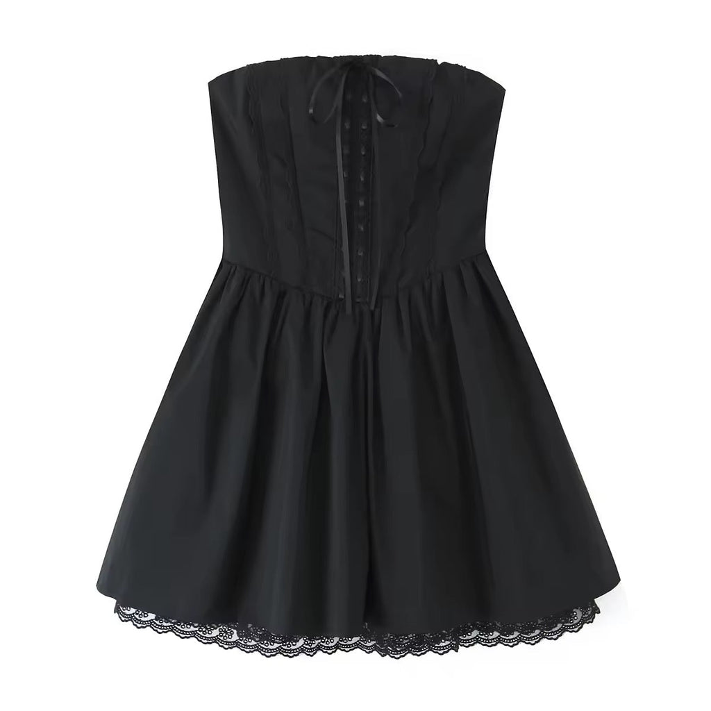 שמלת מיני בגזרת A קשירה בגב להצמדה במותן סטייל כפרי - Reya