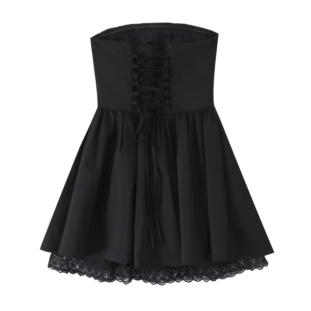 שמלת מיני בגזרת A קשירה בגב להצמדה במותן סטייל כפרי - Reya