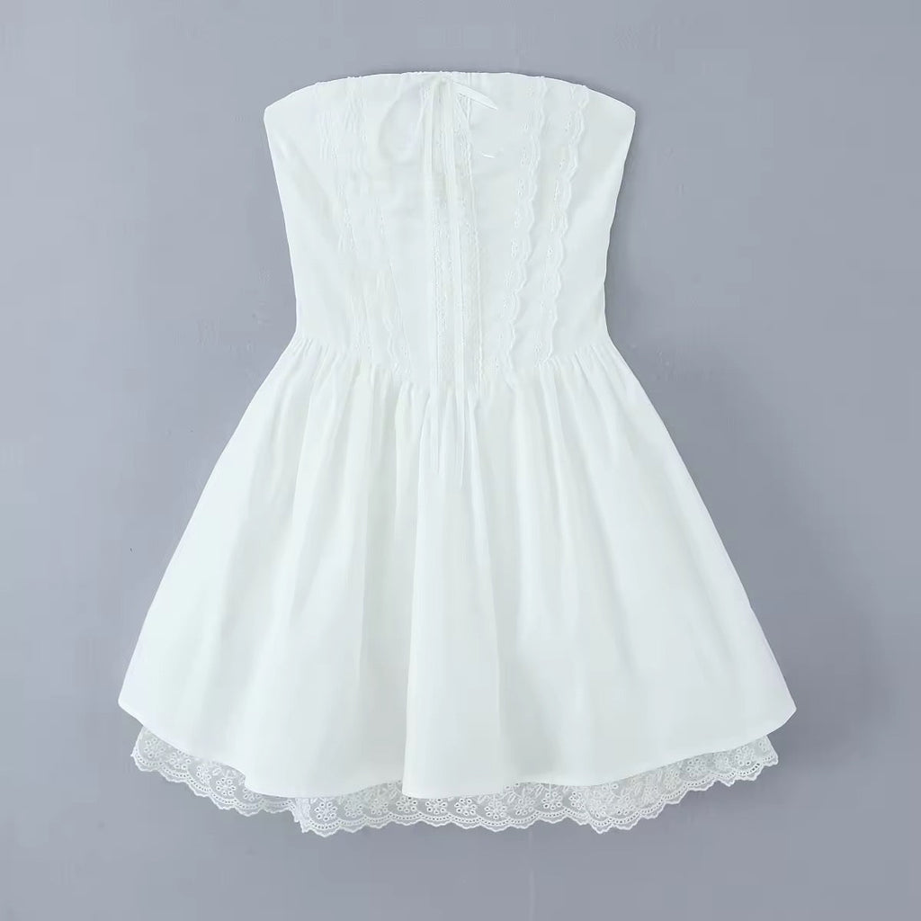 שמלת מיני בגזרת A קשירה בגב להצמדה במותן סטייל כפרי - Reya