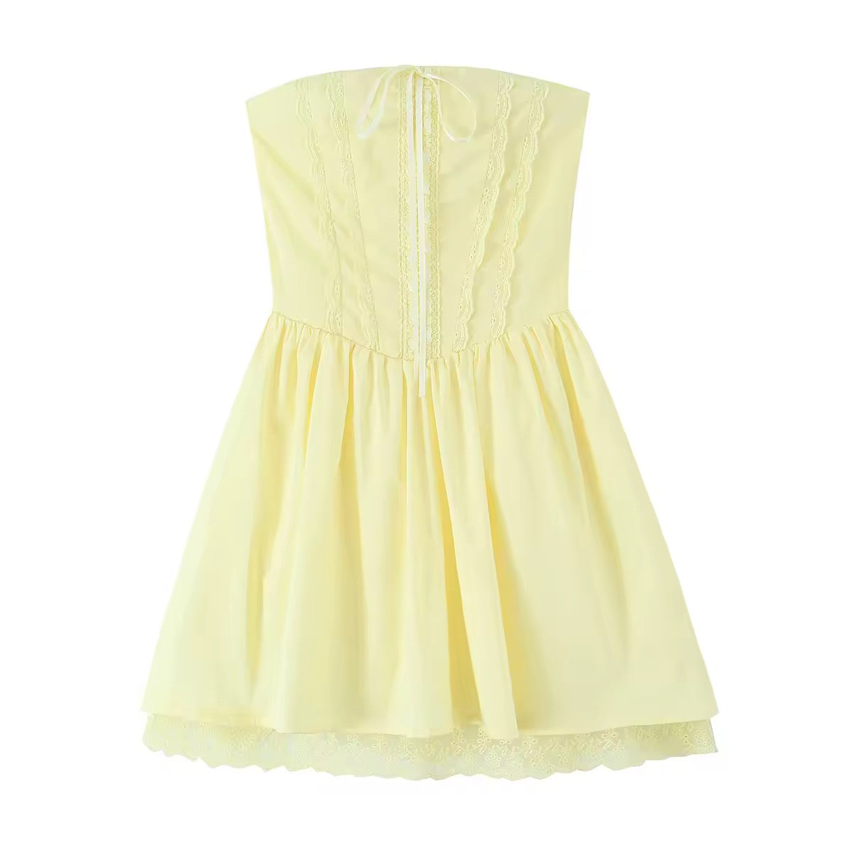 שמלת מיני בגזרת A קשירה בגב להצמדה במותן סטייל כפרי - Reya