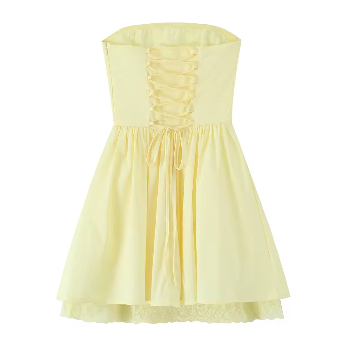 שמלת מיני בגזרת A קשירה בגב להצמדה במותן סטייל כפרי - Reya