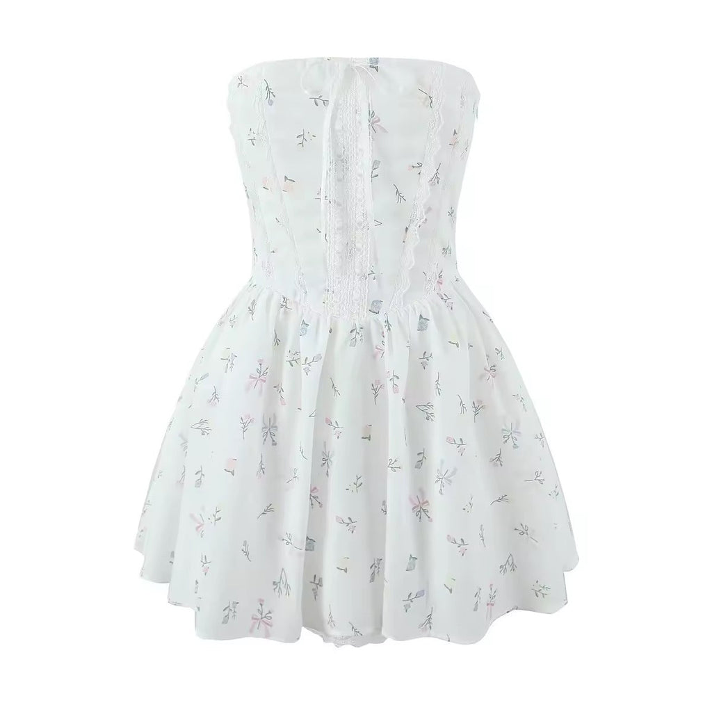 שמלת מיני בגזרת A קשירה בגב להצמדה במותן סטייל כפרי - Reya