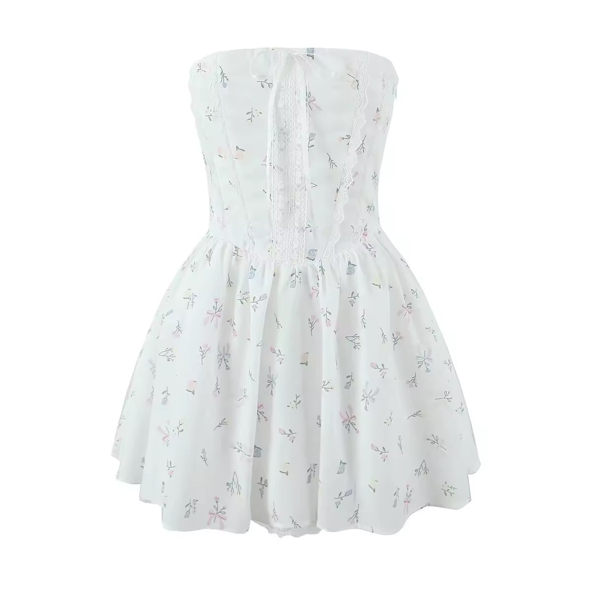 שמלת מיני בגזרת A קשירה בגב להצמדה במותן סטייל כפרי - Reya