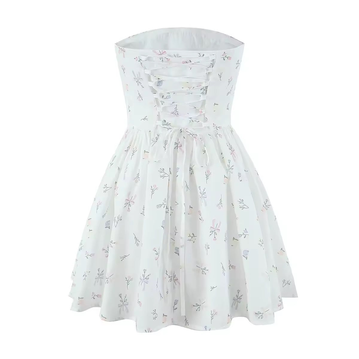 שמלת מיני בגזרת A קשירה בגב להצמדה במותן סטייל כפרי - Reya