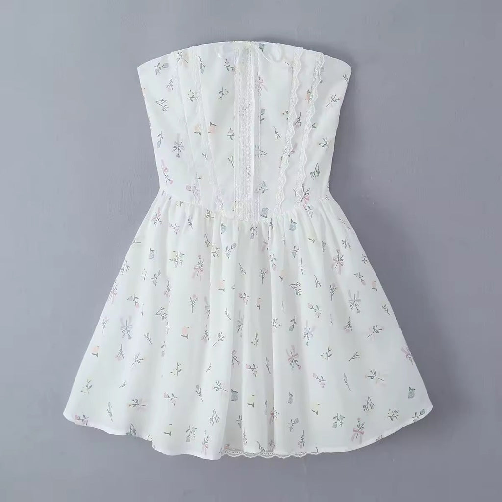 שמלת מיני בגזרת A קשירה בגב להצמדה במותן סטייל כפרי - Reya