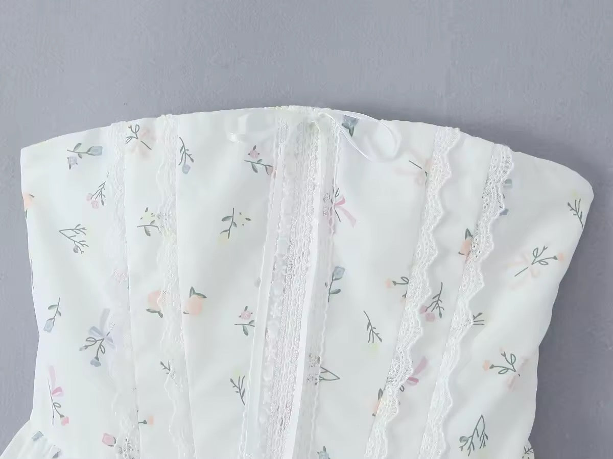 שמלת מיני בגזרת A קשירה בגב להצמדה במותן סטייל כפרי - Reya