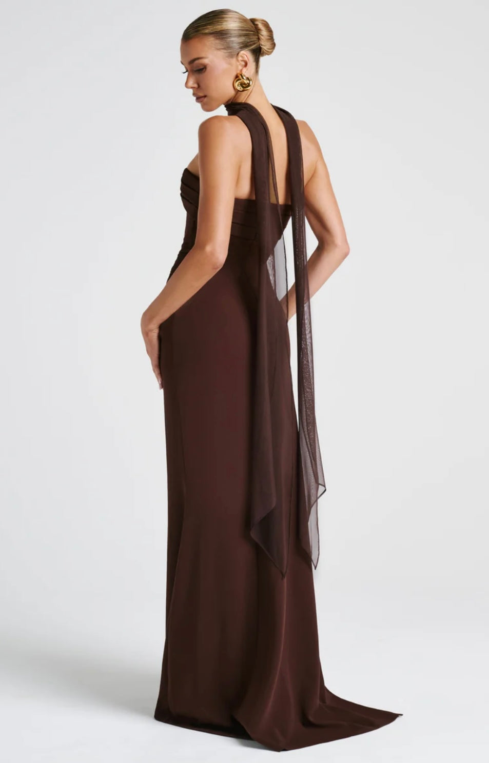 שמלת מקסי סטרפלס מלמלה שסע עמוק - מולינה