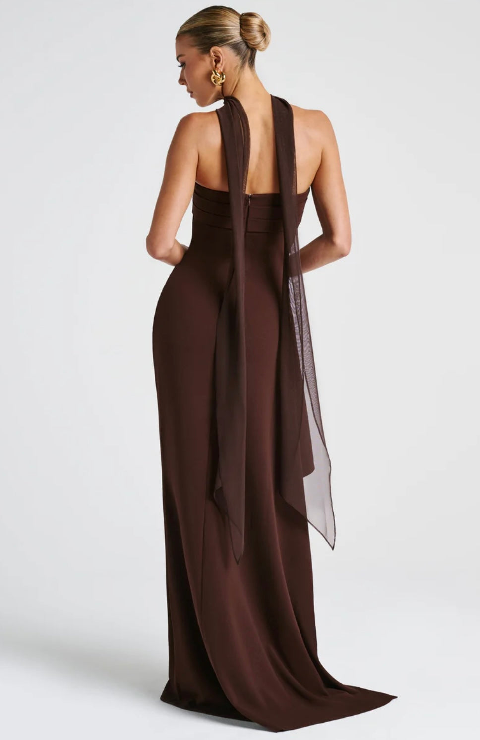 שמלת מקסי סטרפלס מלמלה שסע עמוק - מולינה