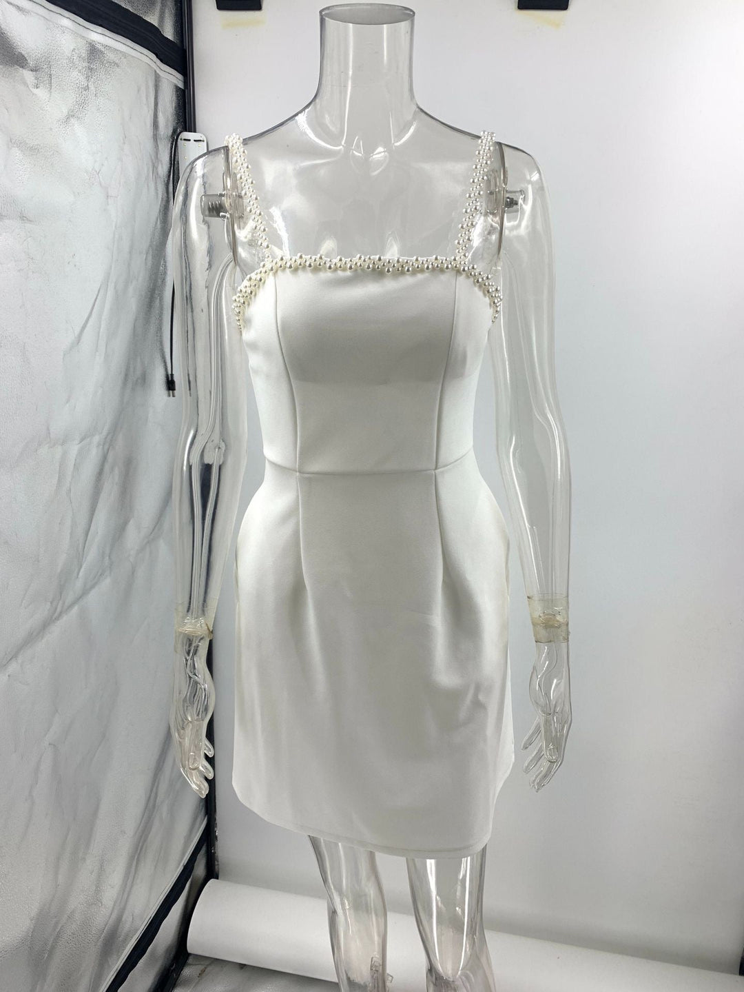 Tailored mini dress in shapewear with pearl embellishment - Jean