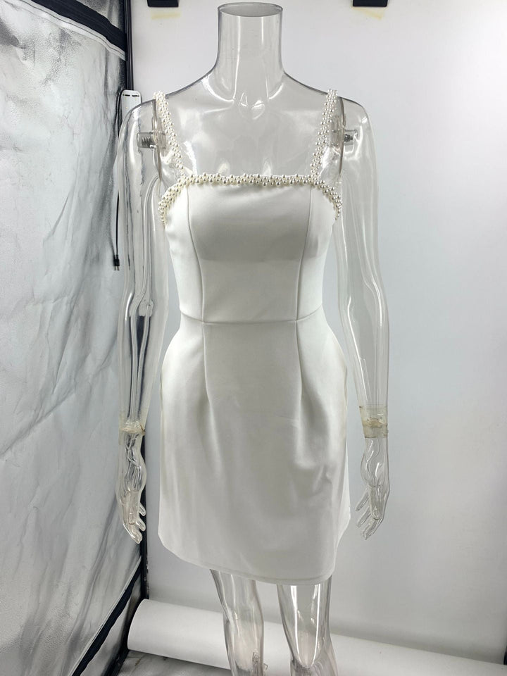 Tailored mini dress in shapewear with pearl embellishment - Jean